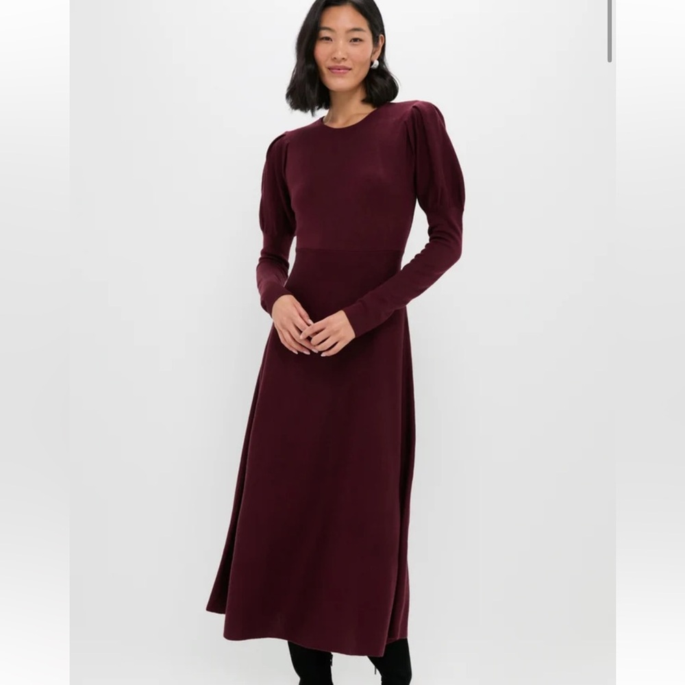Long Sleeve Burgundy Midi Sweater Dress